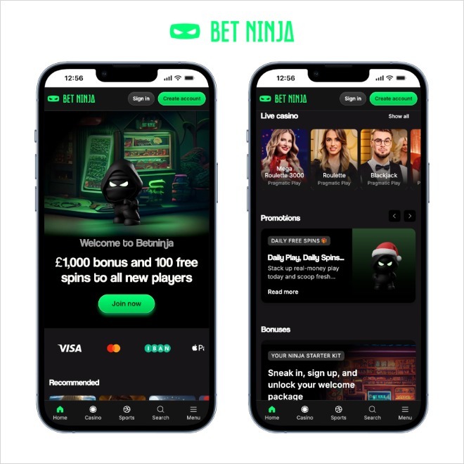 bet ninja mobile screenshot on a white background